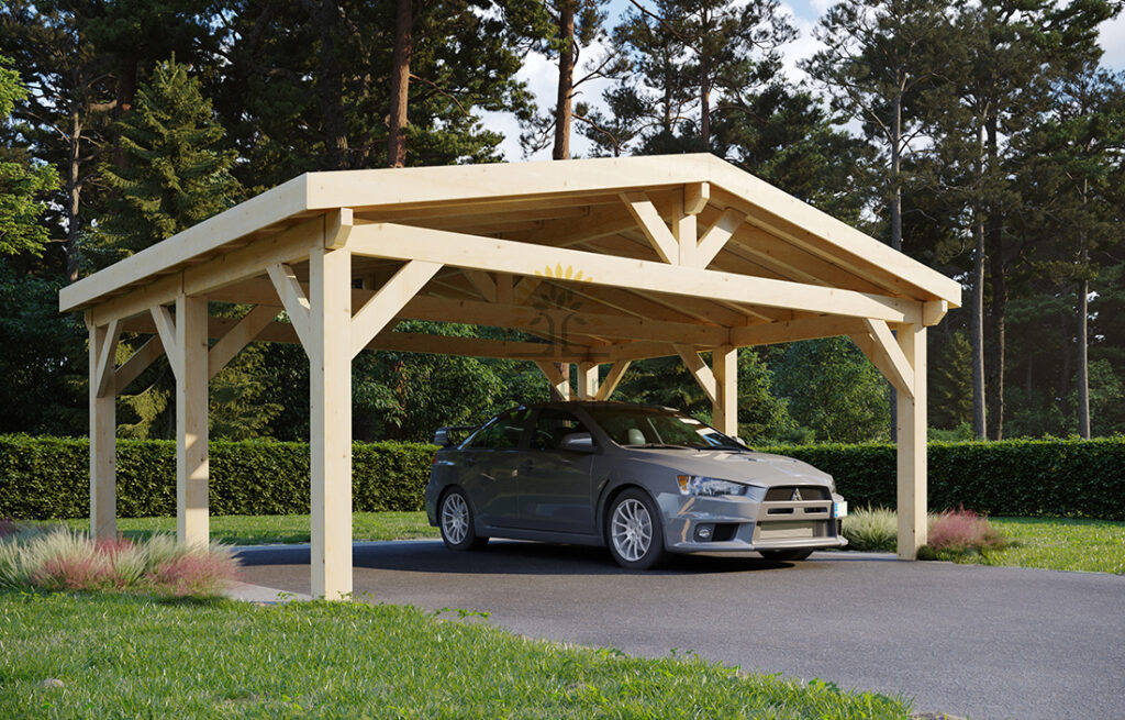 tettoia per auto in legno